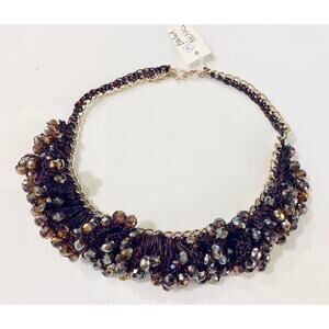 Glass Beaded Ruffle Lace Collar Necklace